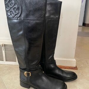 Tory Burch Black leather knee high boots
